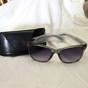 Fossil Gray With Green Sunglasses with Case NWT
